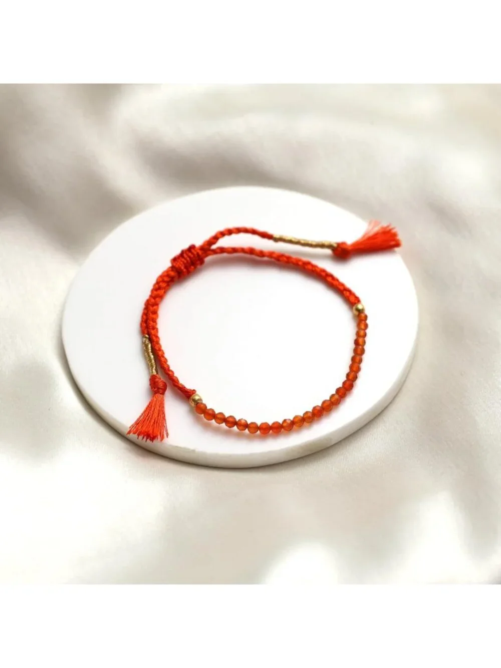 Handmade Lightweight Gemstone Beaded Braided Bracelets - Adjustable Pull String